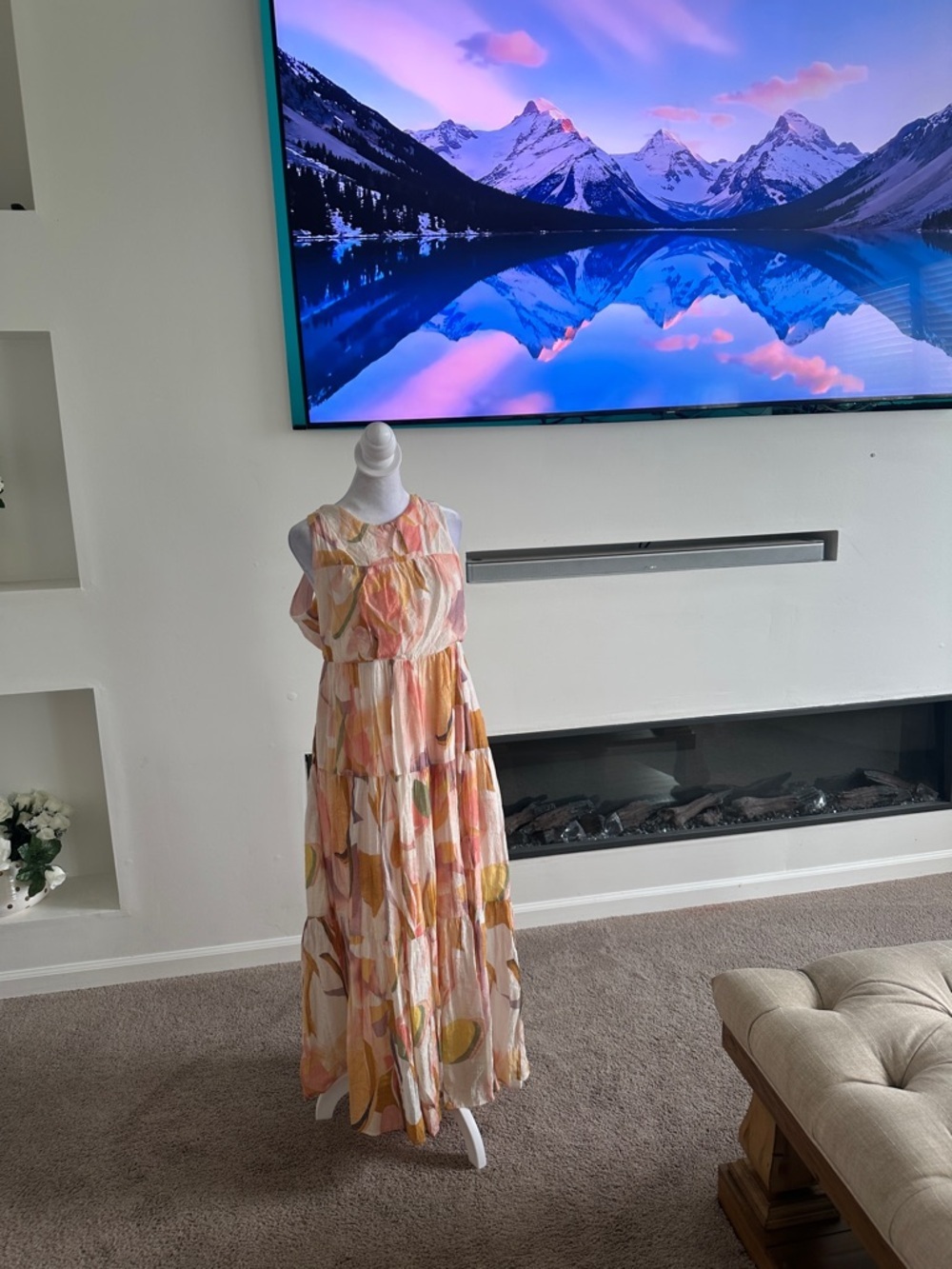 TCEC Peach & Pink Floral Tiered Maxi Dress - Picture 3 of 7